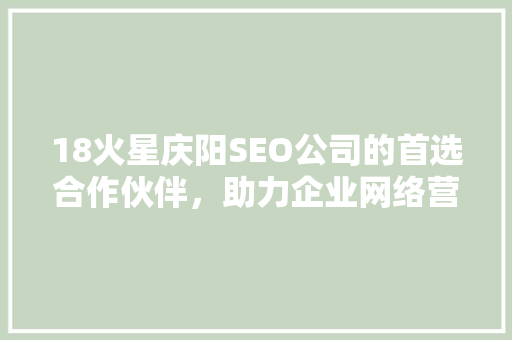 18火星庆阳SEO公司的首选合作伙伴，助力企业网络营销腾飞
