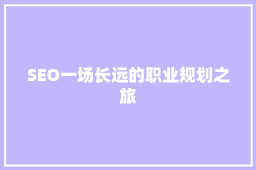 SEO一场长远的职业规划之旅