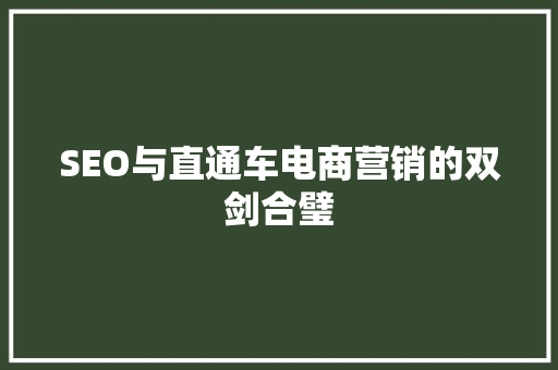 SEO与直通车电商营销的双剑合璧