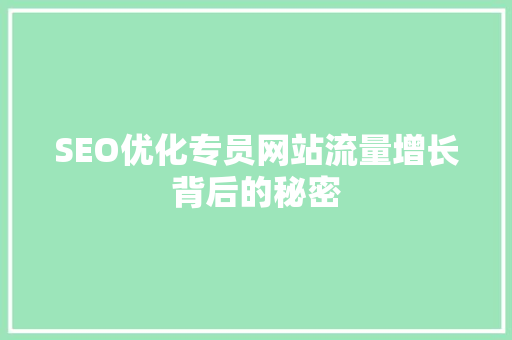 SEO优化专员网站流量增长背后的秘密