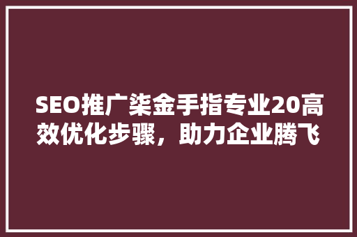 SEO推广柒金手指专业20高效优化步骤，助力企业腾飞  第1张