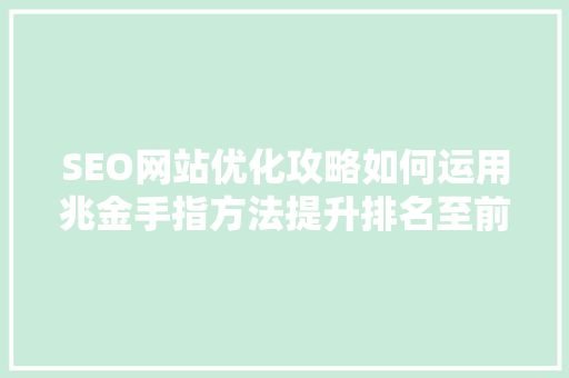 SEO网站优化攻略如何运用兆金手指方法提升排名至前二十  第1张