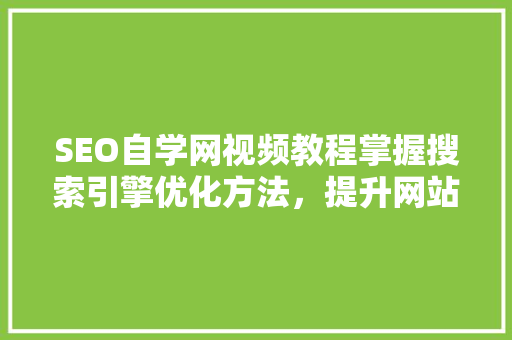 SEO自学网视频教程掌握搜索引擎优化方法，提升网站排名
