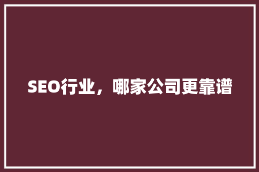SEO行业，哪家公司更靠谱