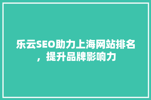 乐云SEO助力上海网站排名，提升品牌影响力
