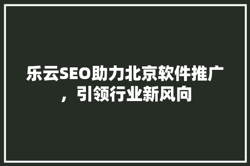 乐云SEO助力北京软件推广，引领行业新风向
