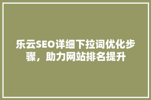乐云SEO详细下拉词优化步骤，助力网站排名提升