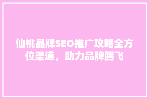 仙桃品牌SEO推广攻略全方位渠道，助力品牌腾飞