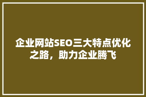 企业网站SEO三大特点优化之路，助力企业腾飞
