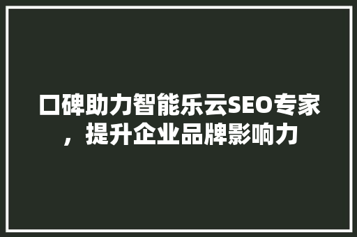 口碑助力智能乐云SEO专家，提升企业品牌影响力