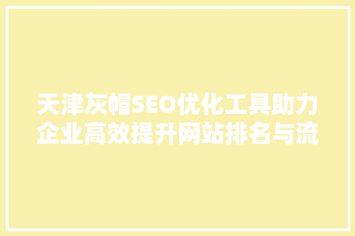 天津灰帽SEO优化工具助力企业高效提升网站排名与流量