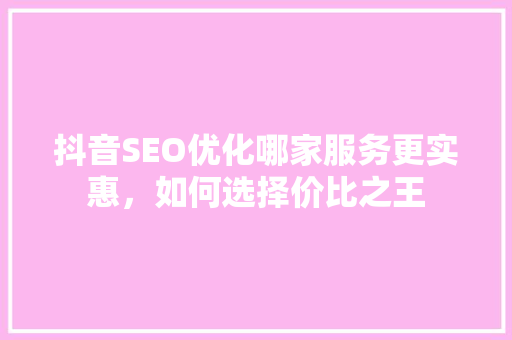 抖音SEO优化哪家服务更实惠，如何选择价比之王