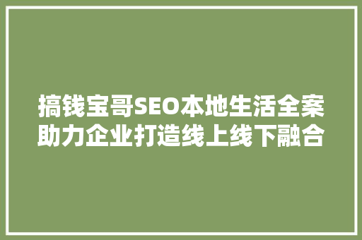 搞钱宝哥SEO本地生活全案助力企业打造线上线下融合的营销新格局