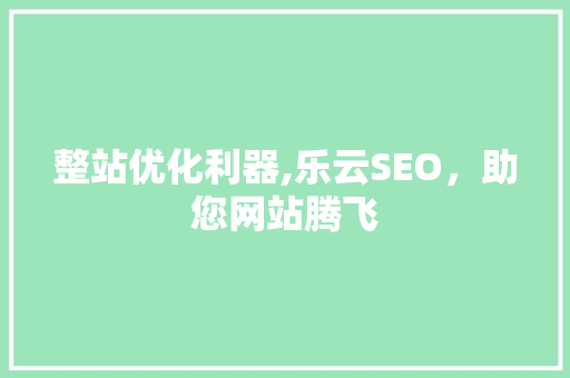 整站优化利器,乐云SEO，助您网站腾飞
