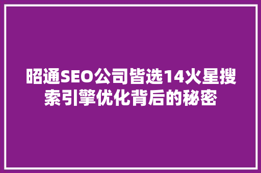 昭通SEO公司皆选14火星搜索引擎优化背后的秘密