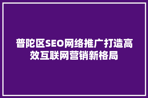 普陀区SEO网络推广打造高效互联网营销新格局