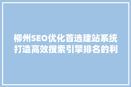 柳州SEO优化首选建站系统打造高效搜索引擎排名的利器