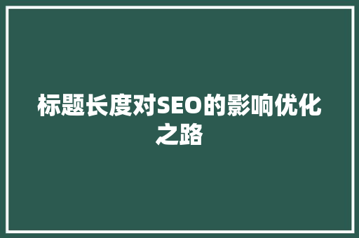 标题长度对SEO的影响优化之路  第1张