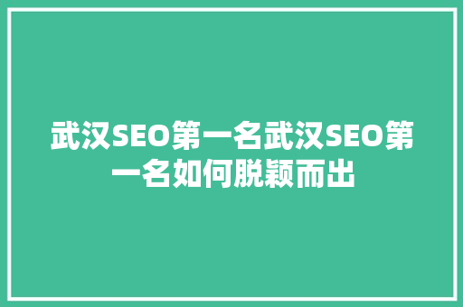 武汉SEO第一名武汉SEO第一名如何脱颖而出