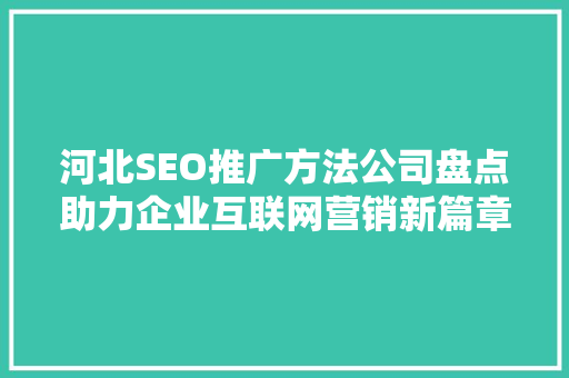 河北SEO推广方法公司盘点助力企业互联网营销新篇章