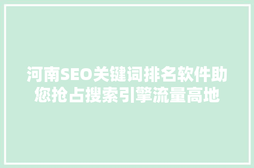 河南SEO关键词排名软件助您抢占搜索引擎流量高地