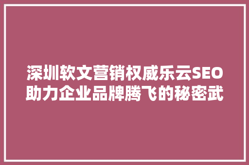 深圳软文营销权威乐云SEO助力企业品牌腾飞的秘密武器