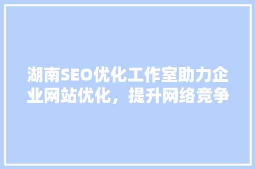 湖南SEO优化工作室助力企业网站优化，提升网络竞争力  第1张
