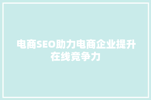 电商SEO助力电商企业提升在线竞争力