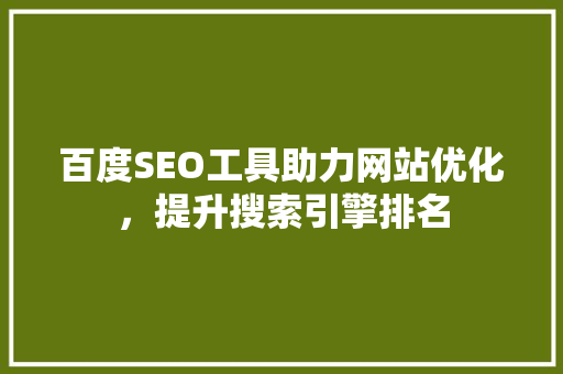 百度SEO工具助力网站优化，提升搜索引擎排名