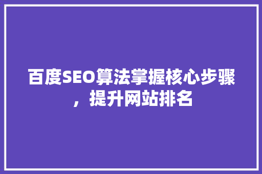 百度SEO算法掌握核心步骤，提升网站排名