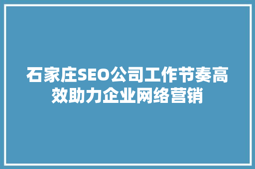 石家庄SEO公司工作节奏高效助力企业网络营销