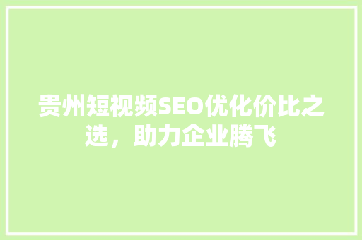 贵州短视频SEO优化价比之选，助力企业腾飞