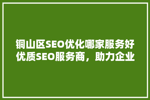 铜山区SEO优化哪家服务好优质SEO服务商，助力企业腾飞