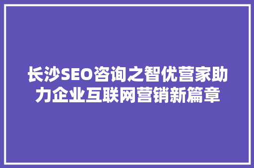 长沙SEO咨询之智优营家助力企业互联网营销新篇章