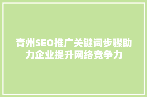 青州SEO推广关键词步骤助力企业提升网络竞争力
