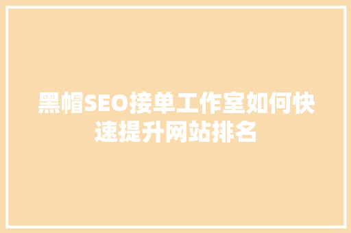 黑帽SEO接单工作室如何快速提升网站排名