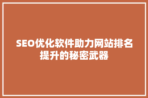 SEO优化软件助力网站排名提升的秘密武器