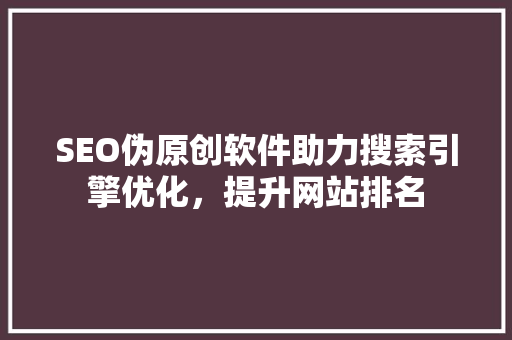 SEO伪原创软件助力搜索引擎优化，提升网站排名  第1张