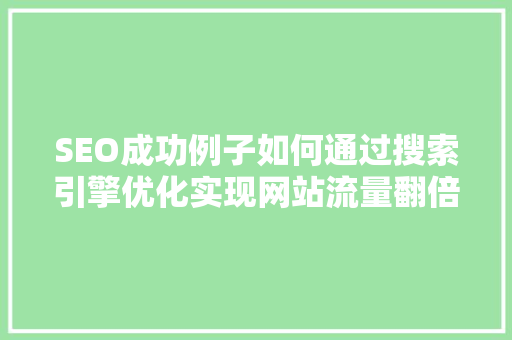 SEO成功例子如何通过搜索引擎优化实现网站流量翻倍  第1张
