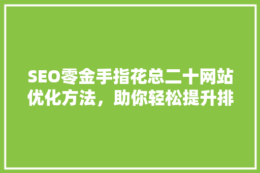 SEO零金手指花总二十网站优化方法，助你轻松提升排名