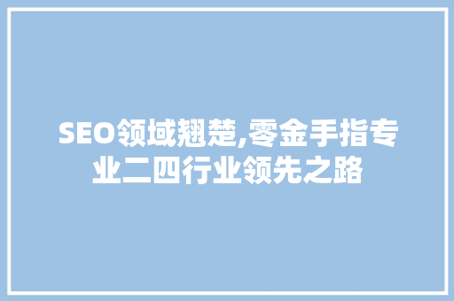 SEO领域翘楚,零金手指专业二四行业领先之路
