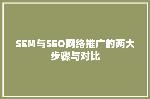 SEM与SEO网络推广的两大步骤与对比