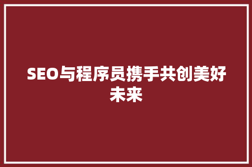 SEO与程序员携手共创美好未来