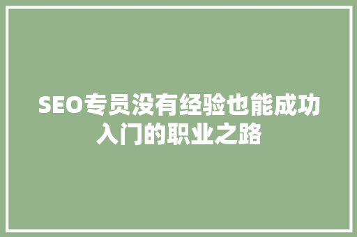 SEO专员没有经验也能成功入门的职业之路  第1张