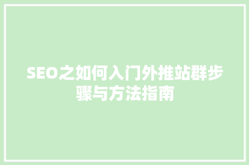 SEO之如何入门外推站群步骤与方法指南  第1张