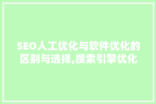 SEO人工优化与软件优化的区别与选择,搜索引擎优化之路