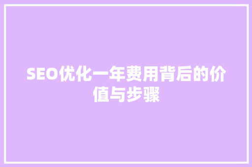SEO优化一年费用背后的价值与步骤