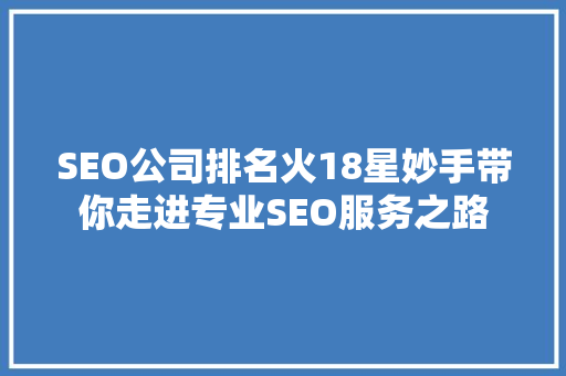 SEO公司排名火18星妙手带你走进专业SEO服务之路