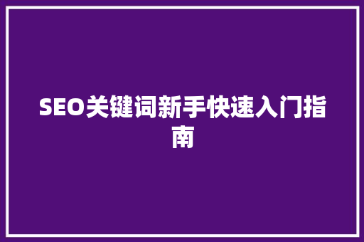SEO关键词新手快速入门指南
