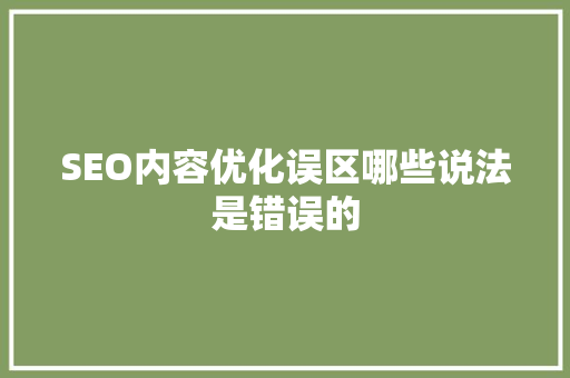 SEO内容优化误区哪些说法是错误的
